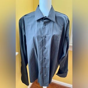 BEN SHERMAN men’s black gray button up dress shirt size 17 1/2 34-35